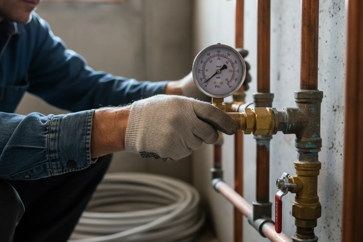 Pressure testing a repaired line during Water Line Repair in Crawford
